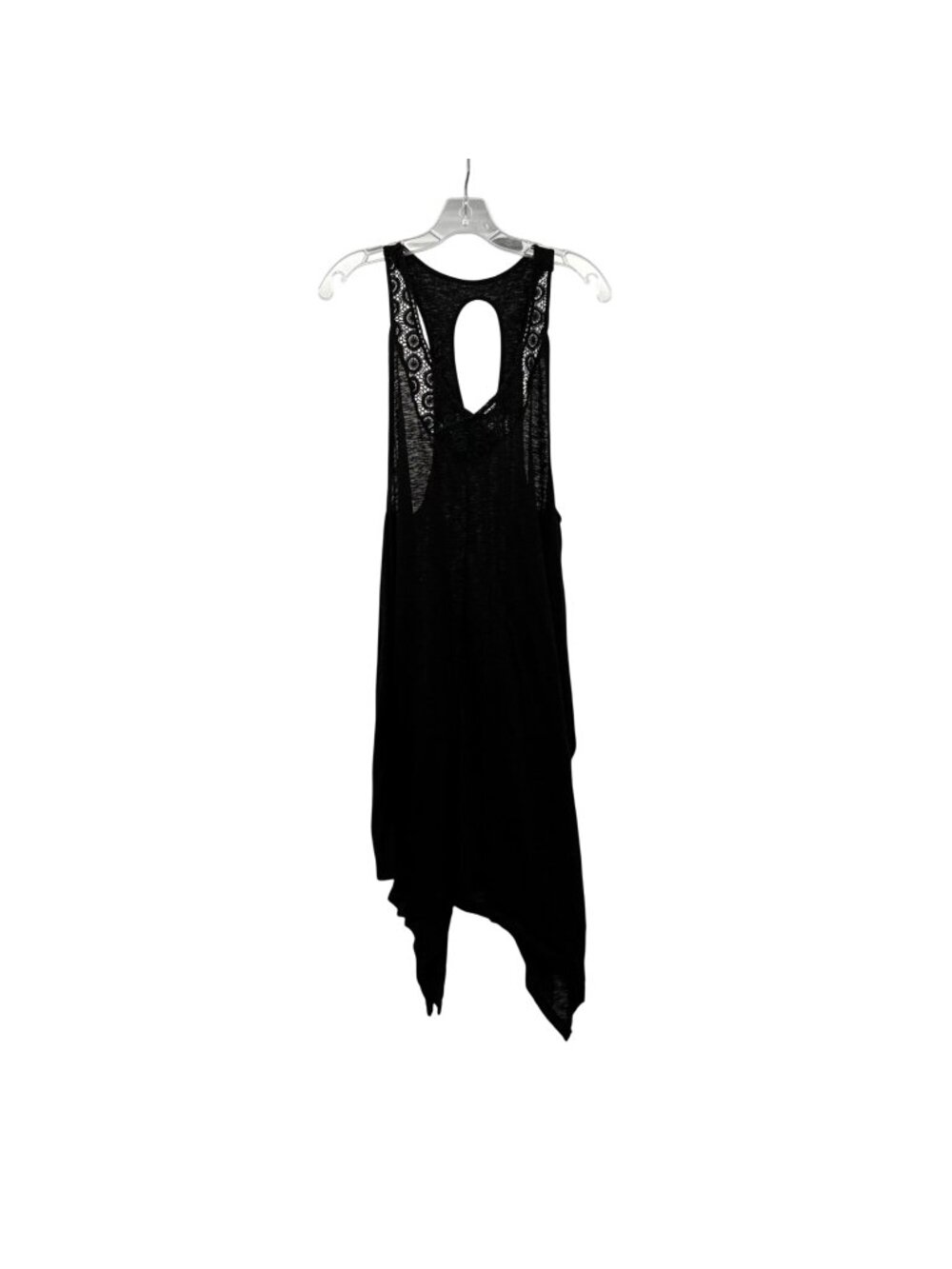 Torrid Sleeveless Shift Dress Sharkbite Hem Crochet Black Size 2X Sheer